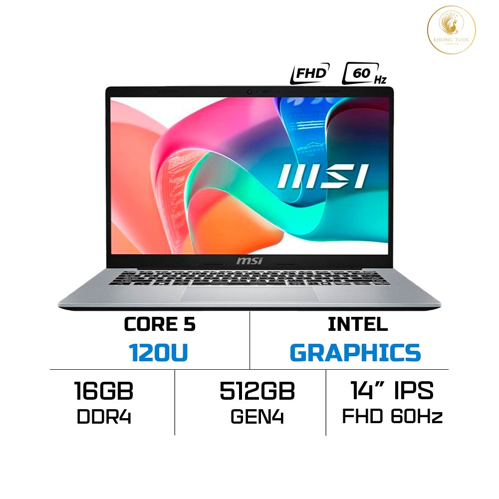 Laptop MSI Modern 14 F1MG-432VN (Core 5 120U, Intel Graphics, RAM 16GB DDR4, SSD 512GB, 14 Inch IPS FHD 60Hz, Win 11 Home)