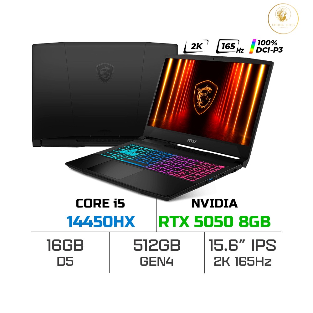 Laptop MSI Katana 15 HX B14WEK-286VN (i5-14450HX, RTX 5050 8GB, RAM 16GB D5, SSD 512GB, 15.6 Inch QHD IPS 165Hz, 100% DCI-P3)