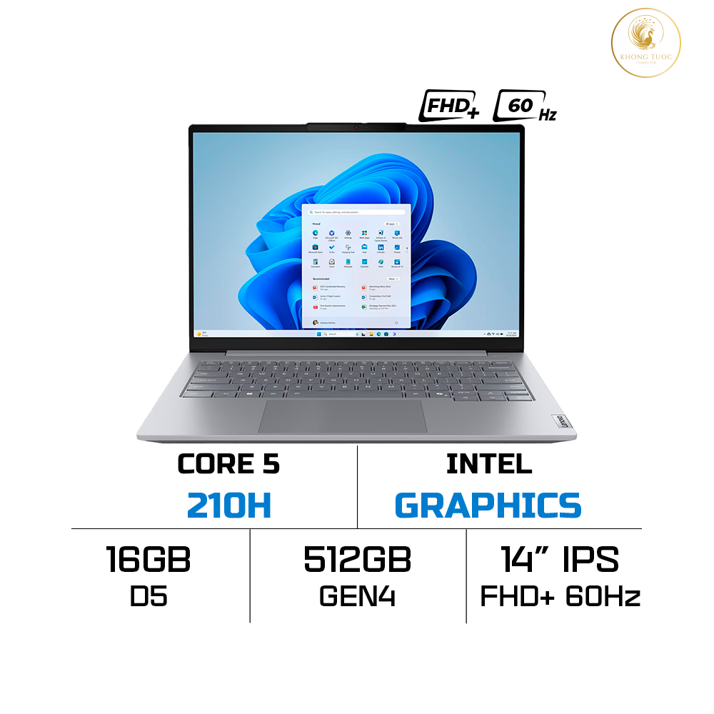 Laptop Lenovo Thinkbook 14 Gen 8 IRL 21SG007MVA (Core 5 210H, Intel Graphics, RAM 16GB DDR5, SSD 512GB, 14 Inch IPS WUXGA 60Hz, No OS)