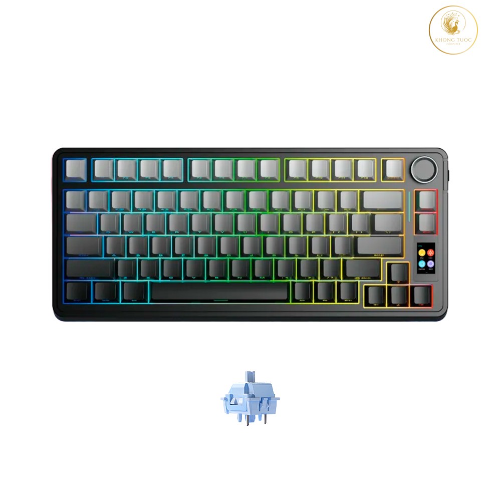 Bàn phím cơ không dây AULA S75 Pro Stellar Black LCD Screen RGB Hotswap (Huano Sw)