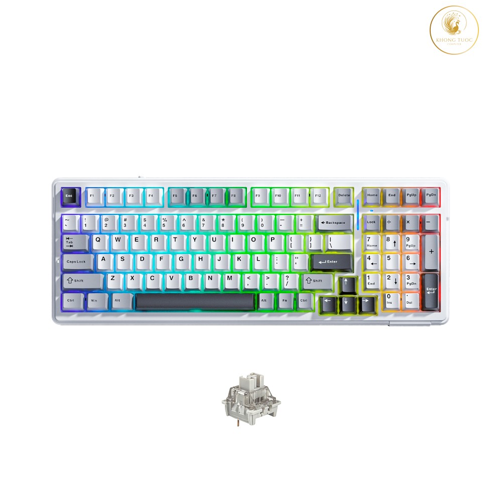 Bàn phím cơ không dây AULA F99 Grey White RGB Hotswap (Leobog Sw)
