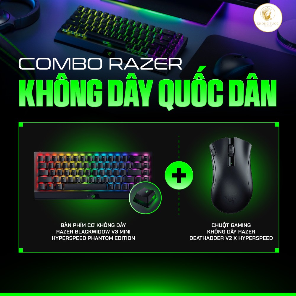 Combo Bàn phím chuột không dây Razer Deathadder V2 x BlackWidow V3 Mini HyperSpeed Wireless