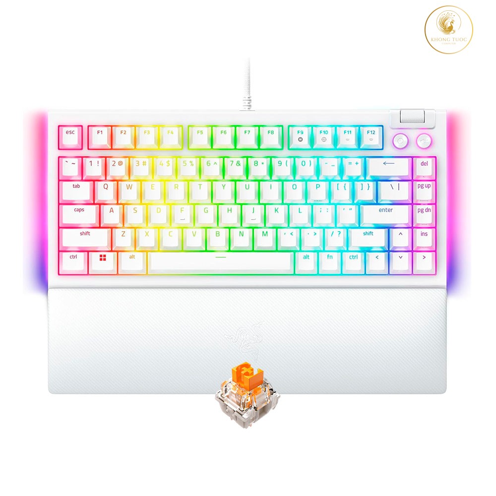 Bàn phím cơ Razer BlackWidow V4 75% RGB White Edition Hotswap Razer Switch Orange RZ03-05001700-R3M1