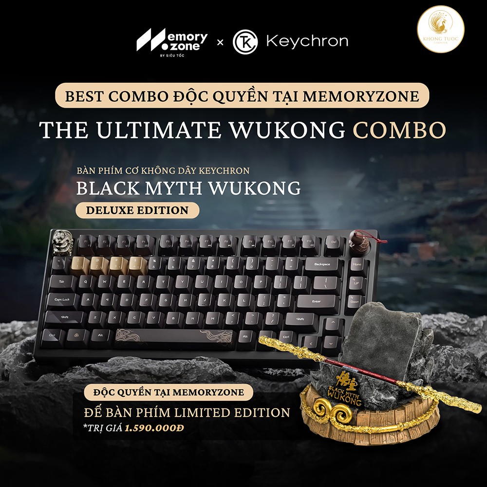 Bàn phím cơ không dây Keychron Black Myth Wukong Deluxe Edition RGB Hotswap (TTC Sw)